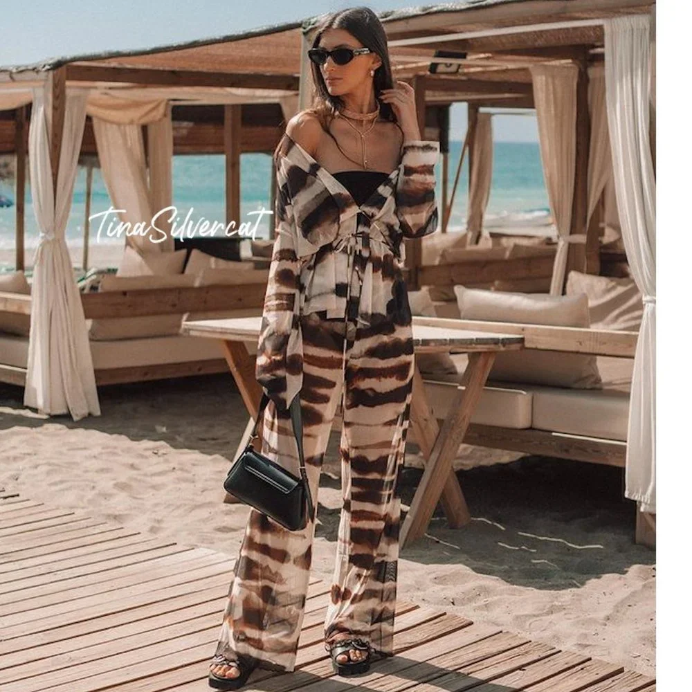 BLOGGER'S FAVE! Zara 3 Piece Co-Ord Tulle Kimono, Bodysuit, And Pants Se…